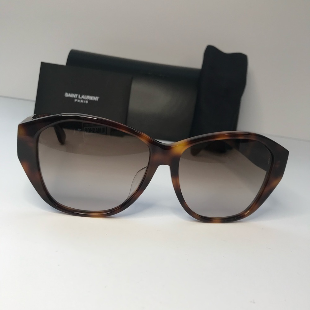 New Authentic Saint Laurent SLM8 Cat Eye Havana Brown Frame/grey Lenses Sunglass - Picture 5 of 15